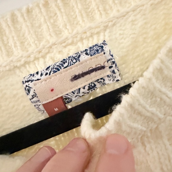 Anthropologie Pilcro Diana Cropped Cardigan Ivory White Bobble Knit Sweater M - Picture 3 of 7